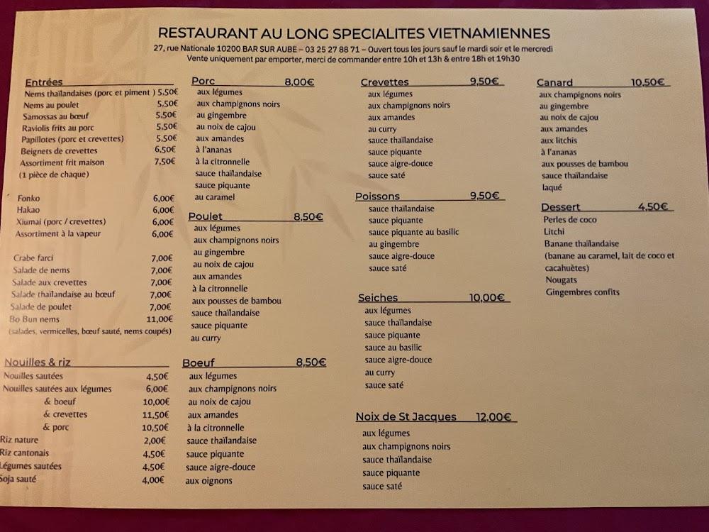 Restaurant Au-Long - Menu Image 1